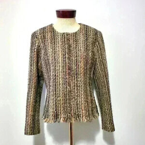 Louben vintage wool and mohair zipped fringe  blazer. Size 8